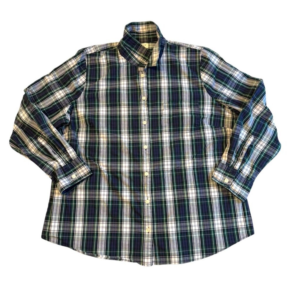 J Crew Re-Imagined Poplin Signature Fit Button-Up Shirt Women’s 2X Plaid Cotton